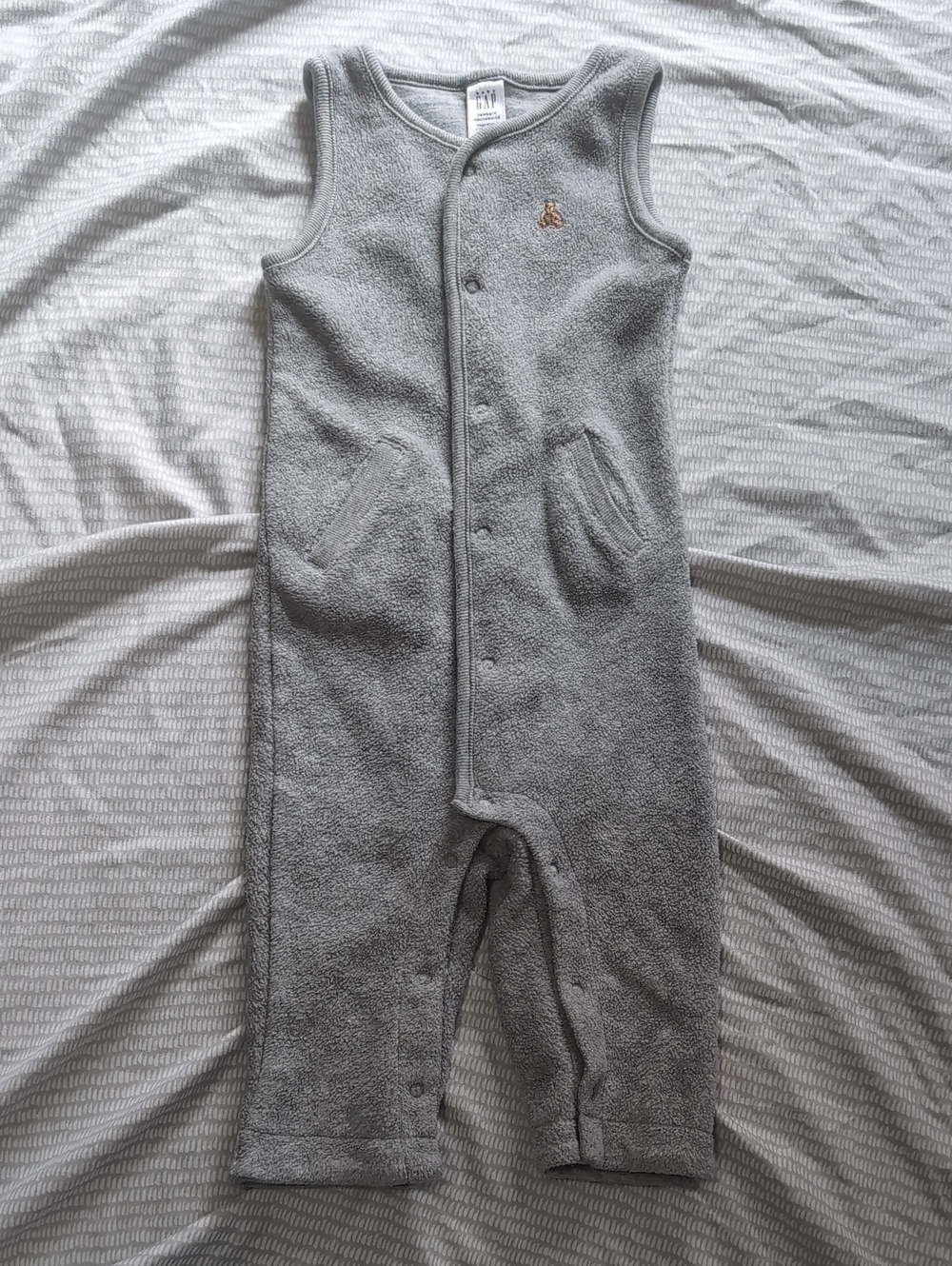 Baby GAP Grey Sleeveless Fleece One-Piece Romper 6-12 M *P19